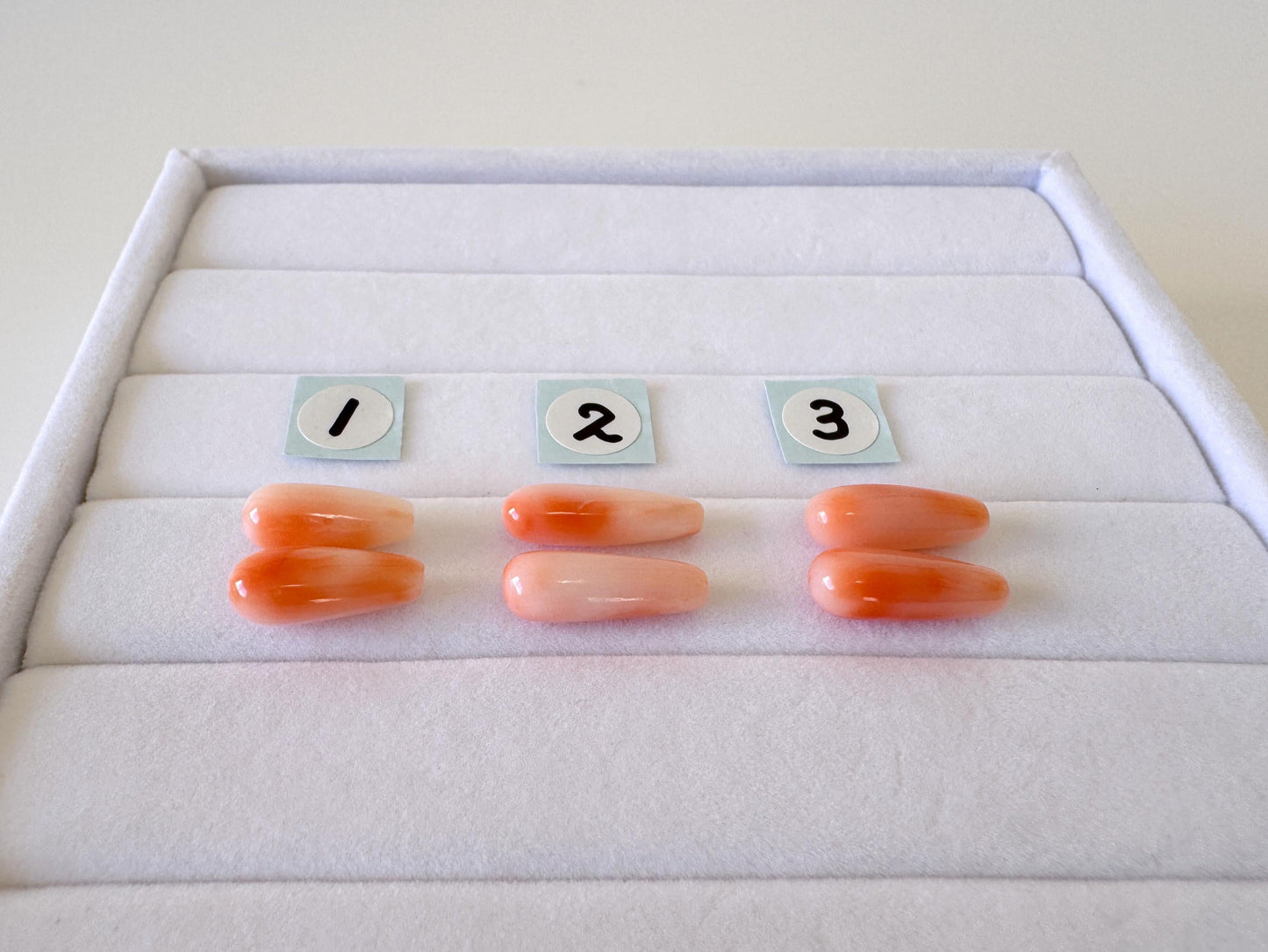 Natural Deep Sea Coral Drop Loose, Pink Orange, Jewelry Making, Per Pair, Hole on Top