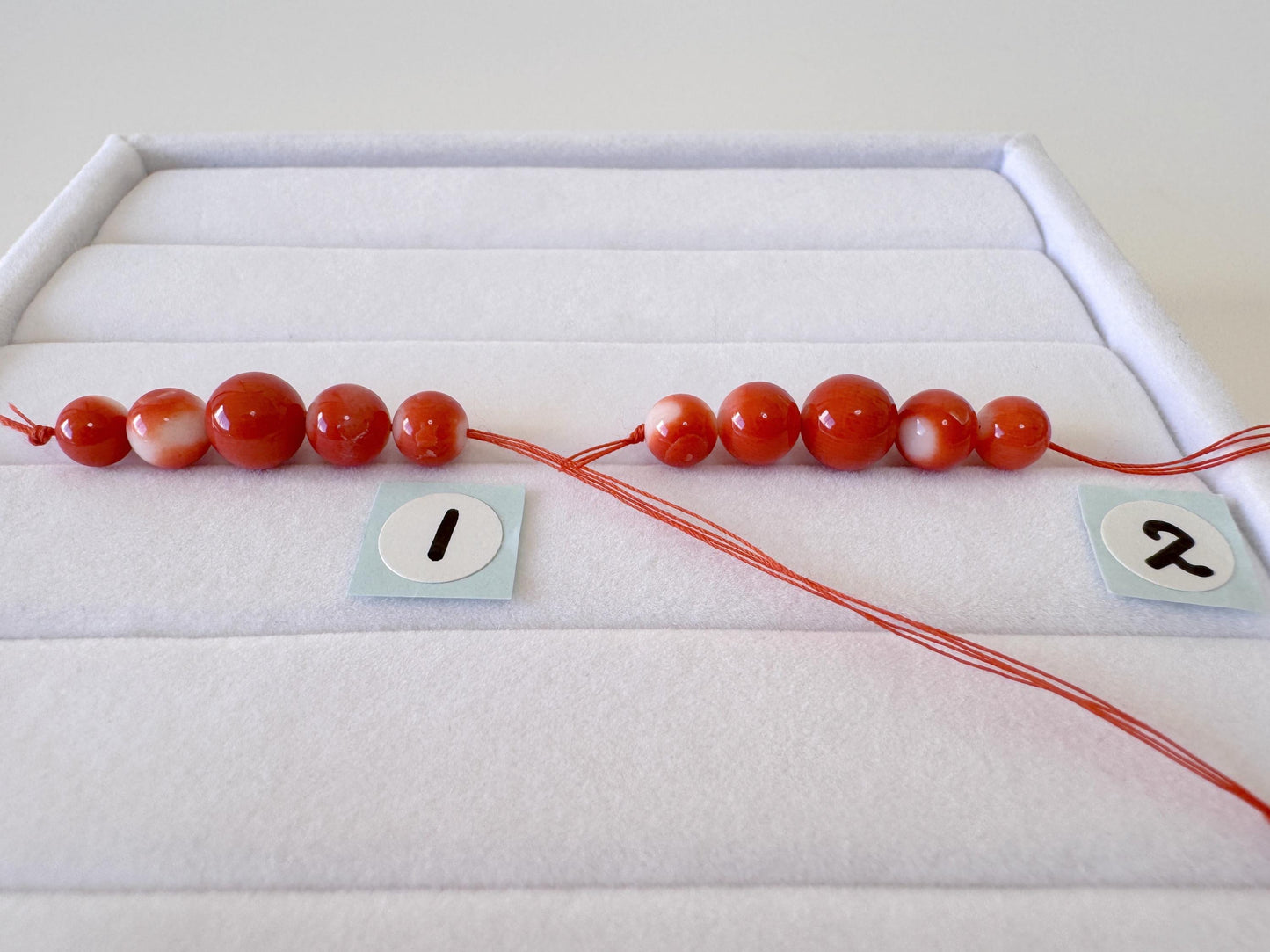 Momo Coral Beads, Orange White (Set of 5, 5-6.7mm)