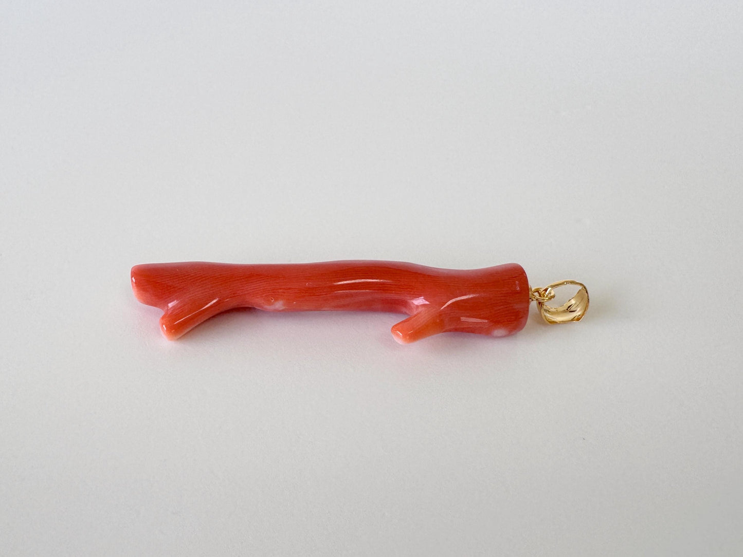 Momo Coral Branch Pendant: Natural Japanese Orange Coral Jewelry (48mm Length, Silver Gold-Plated Bail)