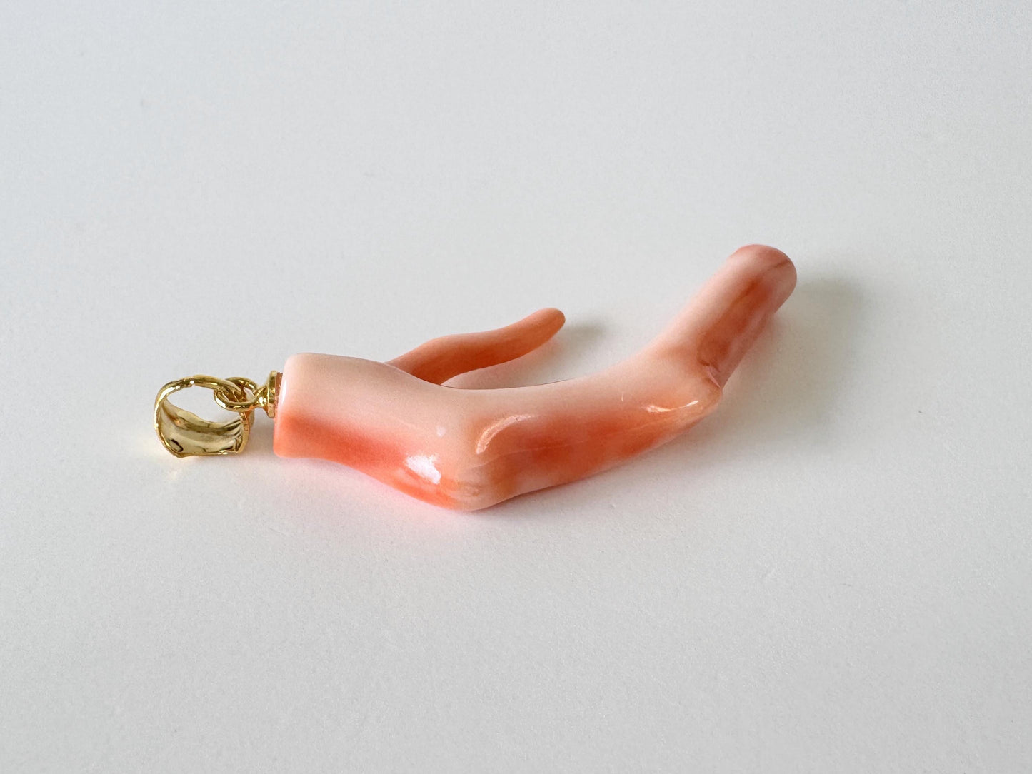 Coral Branch Pendant: Natural Deep Sea Coral, Gold-Plated Silver Bail | 40mm, Lightweight Jewelry, Unique Organic Design