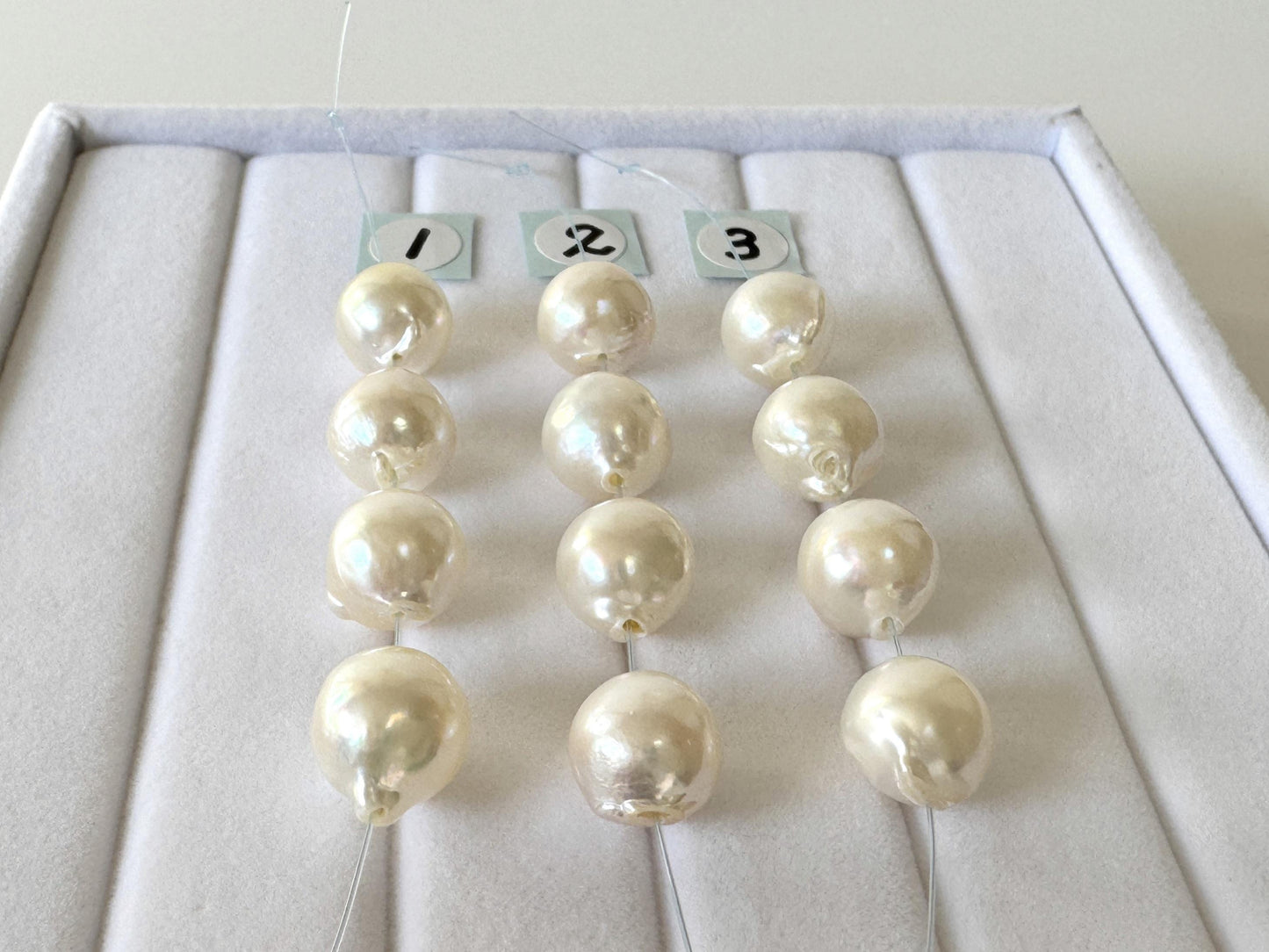 Japanese Akoya Pearl Beads - Cream White Semi-Baroque, 9-9.5mm Mini Strand, 4 Pcs - Cultured Saltwater Pearls, Genuine Craft Supplies