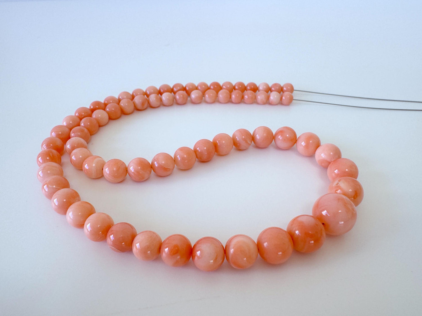 Natural Coral Strand – Genuine Deep Sea Coral Round Beads 4.9-9.9mm Pink Orange Gradation, 15.7in