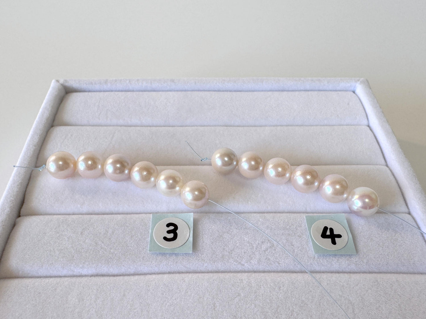 Akoya Pearl Beads: White/Pink Japanese Cultured Pearls, 6.5-7mm, 6 Pieces