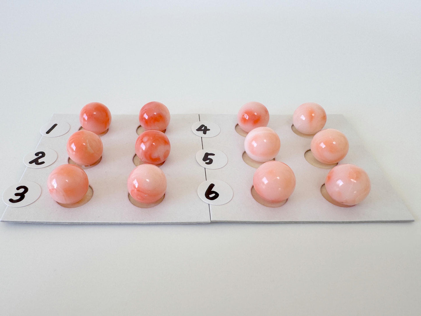 Deep Sea Coral Beads Natural Loose Pair, Pink Orange Round (8.5-9mm, Half Drilled Hole, Jewelry Supplies)