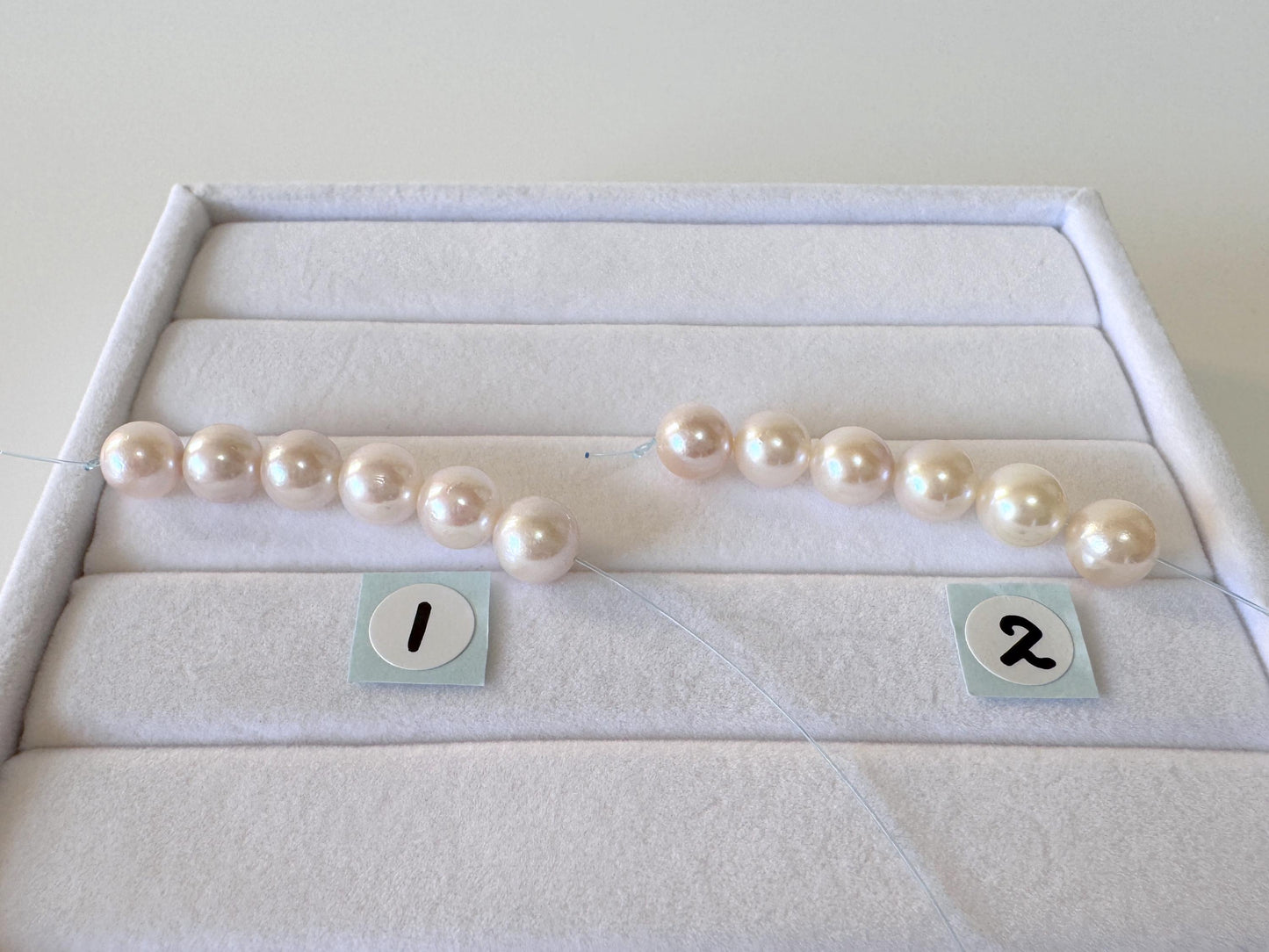 Akoya Pearl Beads: White/Pink Japanese Cultured Pearls, 6.5-7mm, 6 Pieces