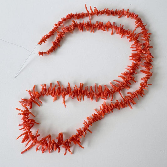 Natural Coral Strand Mediterranean Red Branch Beads - Genuine Color, 60cm Length, Crafting Material for Jewelry Design