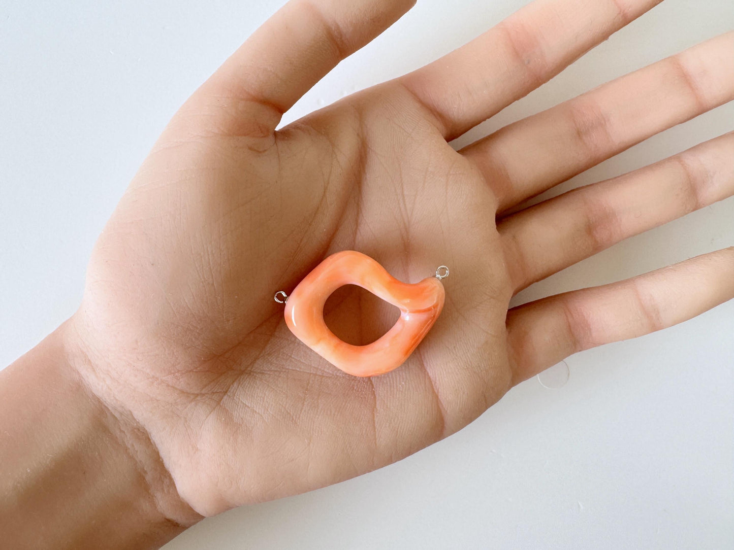 Deep Sea Coral Branch with Up-Eye Pin: Natural Pink Orange  - Unique Shape, Genuine Coral, For Jewelry Making