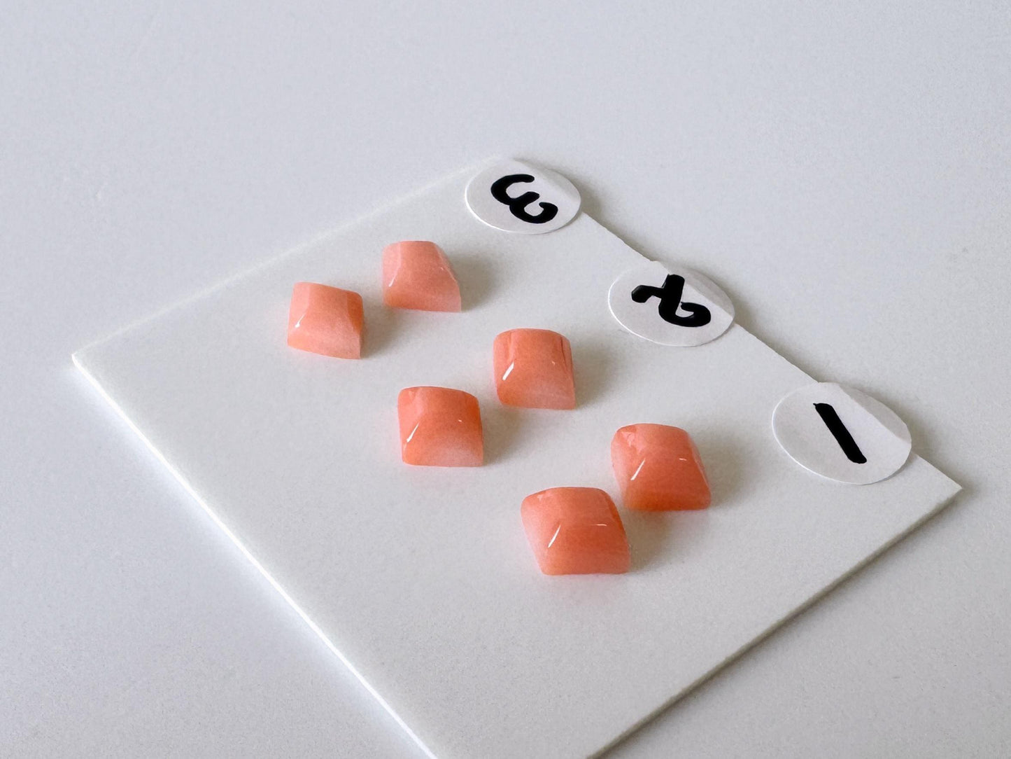 Deep Sea Coral Rhombus Cabochon | Pink-Orange Tone | Back Hole | 6.5-7X5.5-6mm Pair | Jewelry Supplies