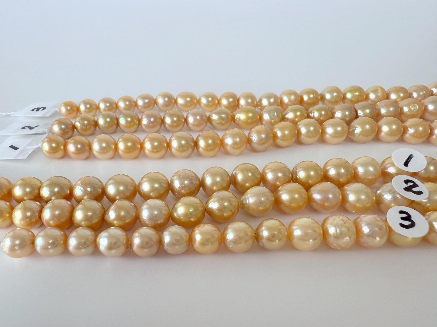 Japanese Akoya Golden Pearl Beads: Approx. 6-10mm Semi-Baroque, Color Treated | Full Strand 42cm, Saltwater Cultured Pearls