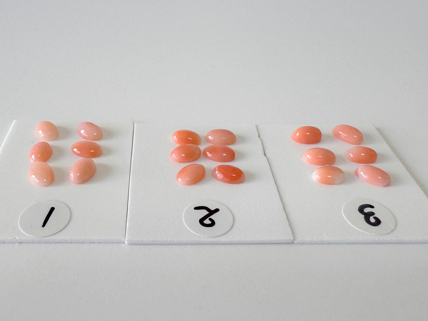 Deep Sea Coral Cabochons: Natural Pink Orange Oval - 6x4mm Gemstones, Set of 6, Jewelry Making Supplies