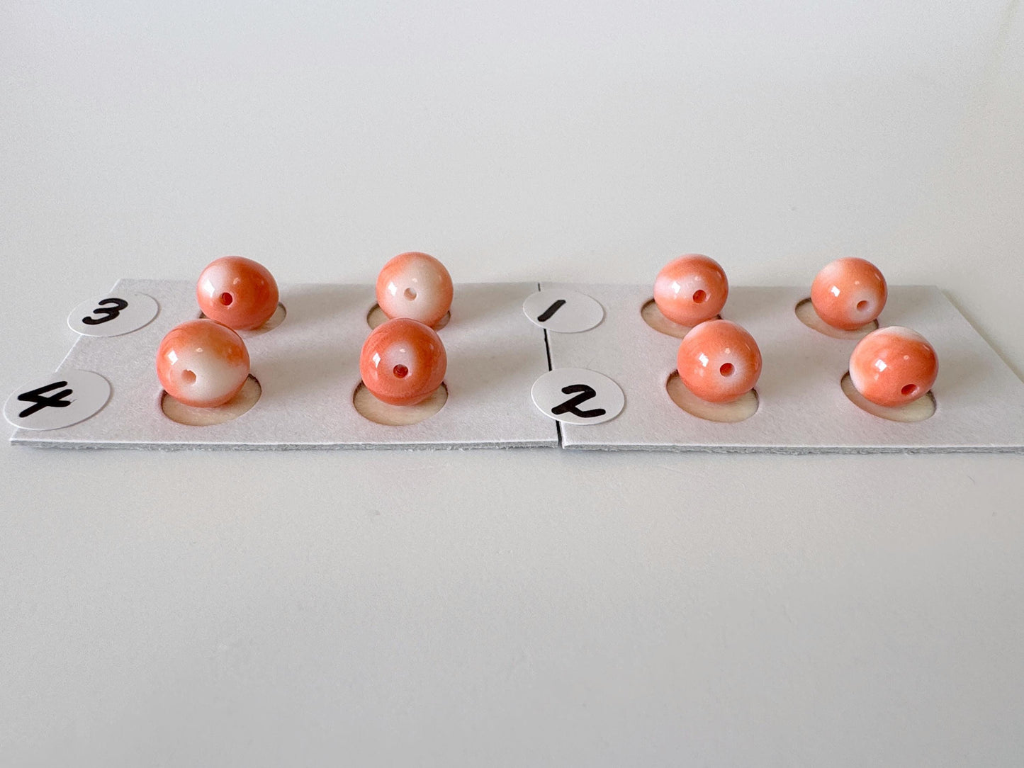 7-7.3mm Full-hole Natural Momo Coral Semi-Round Loose, Orange coral, for earring sets, natural color, price per pair, For jewelry making