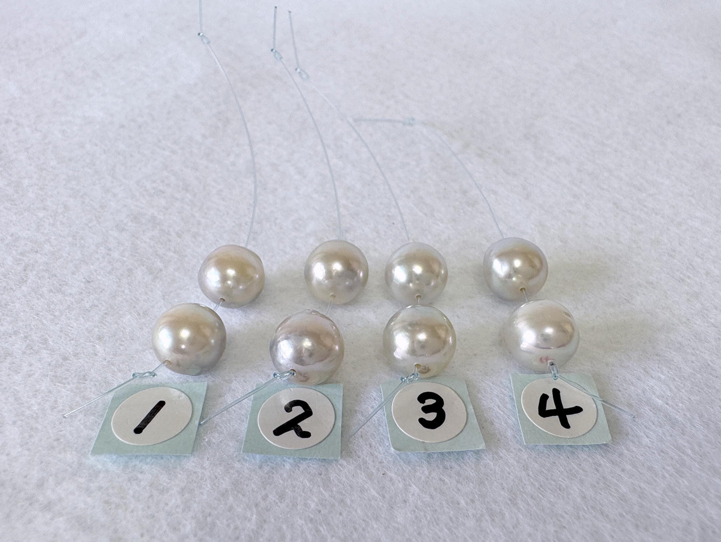 Japanese Blue/Silver (Natural color) Akoya Pearl Beads, 8-8.5mm, Mini Strand, 2 Pieces, Short Strand, Salt water pearl, Genuine Akoya Pearl