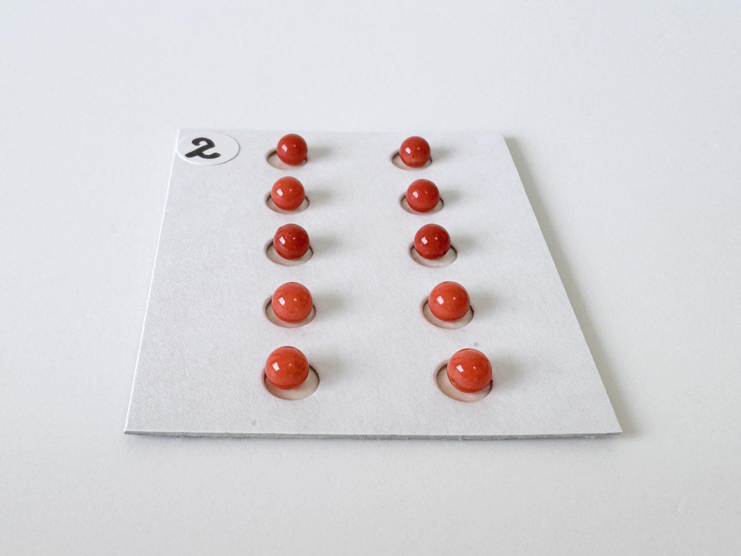 Mediterranean Red Coral Round Loose: Natural Gemstone Beads for Jewelry Making (3.7-4mm, Half-Drilled Hole, Set of 10)