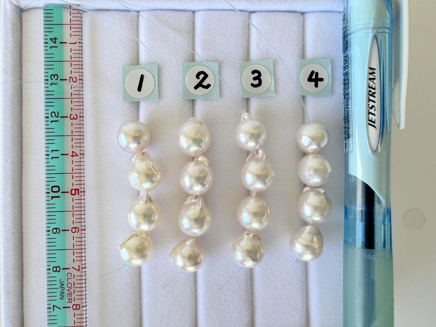 Akoya Pearl Beads - Japanese Cultured Baroque Pearls, 8.5-9mm Mini Strand of 4 Pieces - Saltwater Origin, Jewelry Making Supplies