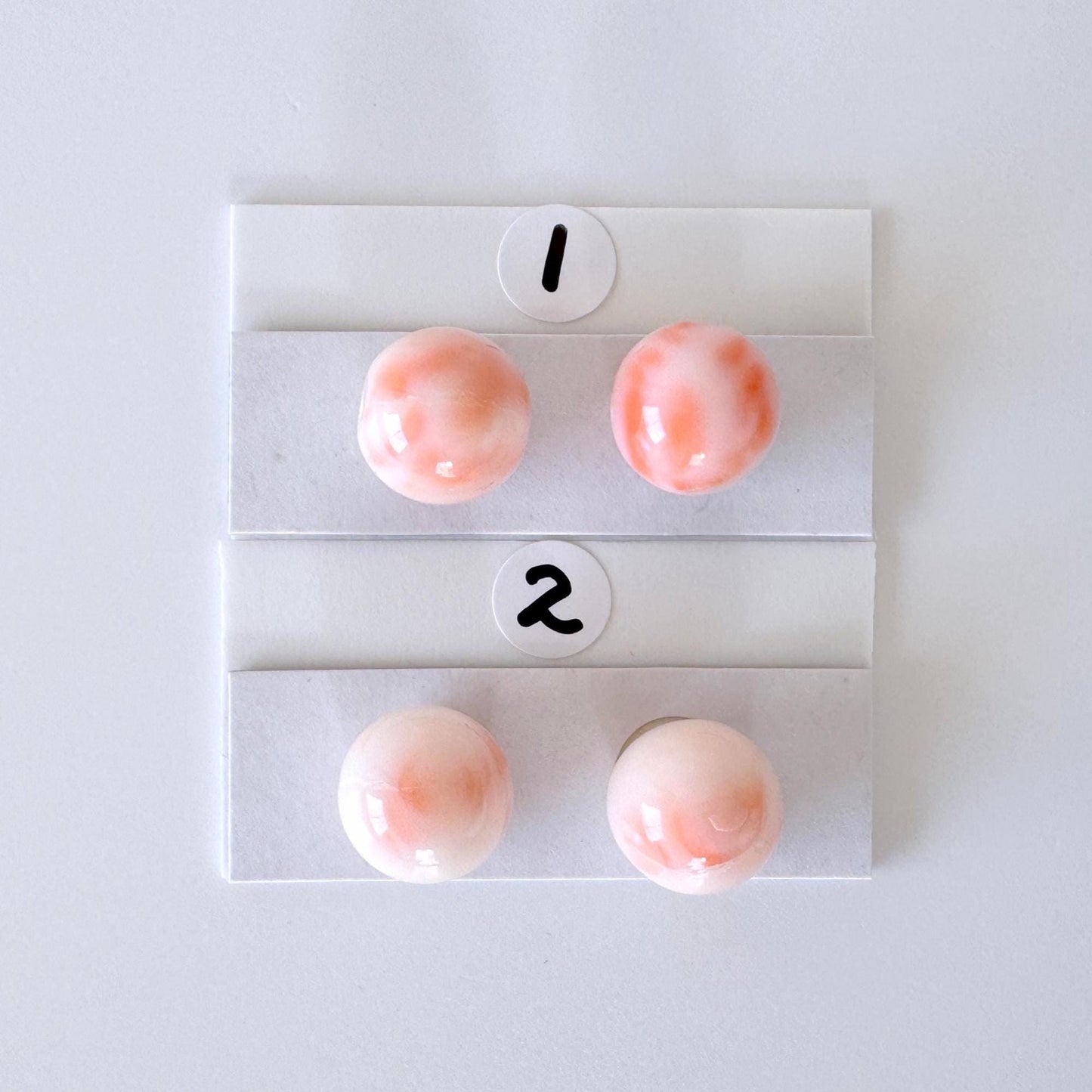 Deep Sea Coral Round Beads - Natural White Pink Orange Gemstone Pair 11mm Full-Hole