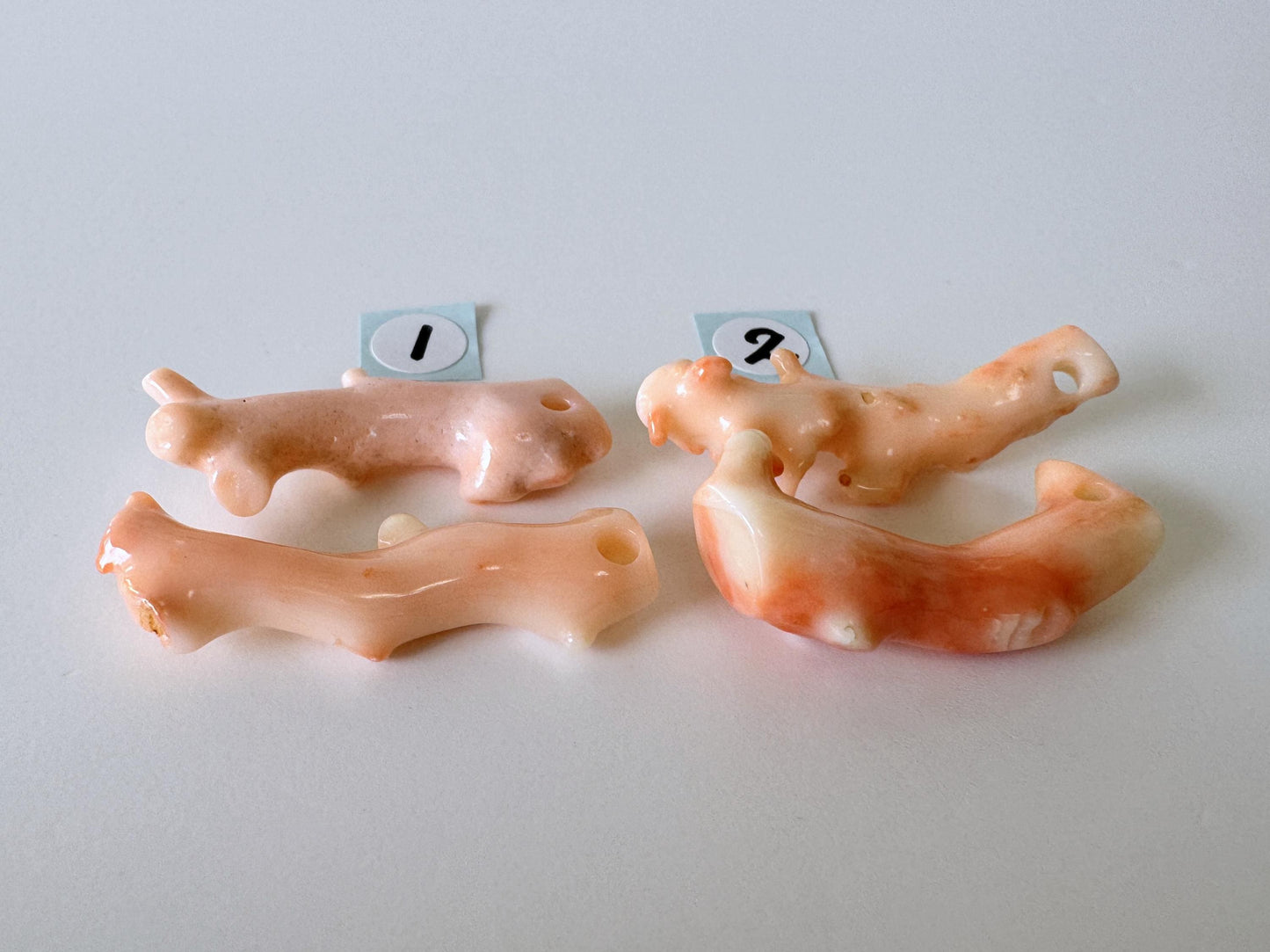 Pink Coral Branch Natural Deep Sea, Genuine Coral (Loose Set of 2, 30-35mm, Drilled Holes, Jewelry Supplies)