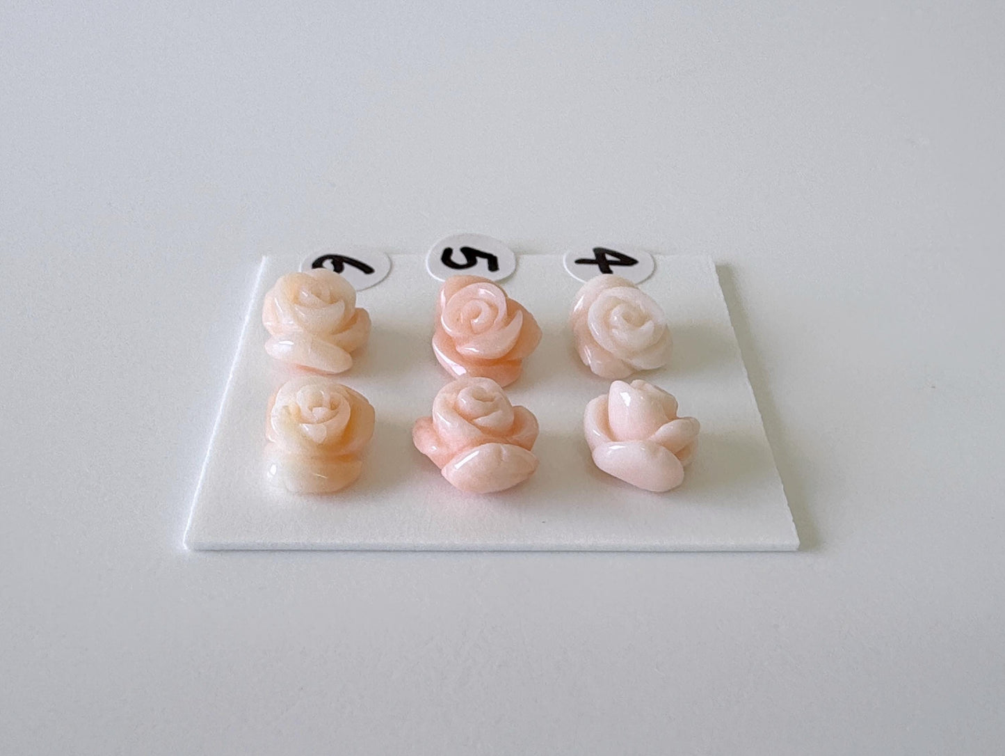 Natural Deep Sea Coral Rose Carvings 8-10mm, Pink Coral Roses, Natural color, Price per Pair, For Studs and Earrings, For Jewelry Making