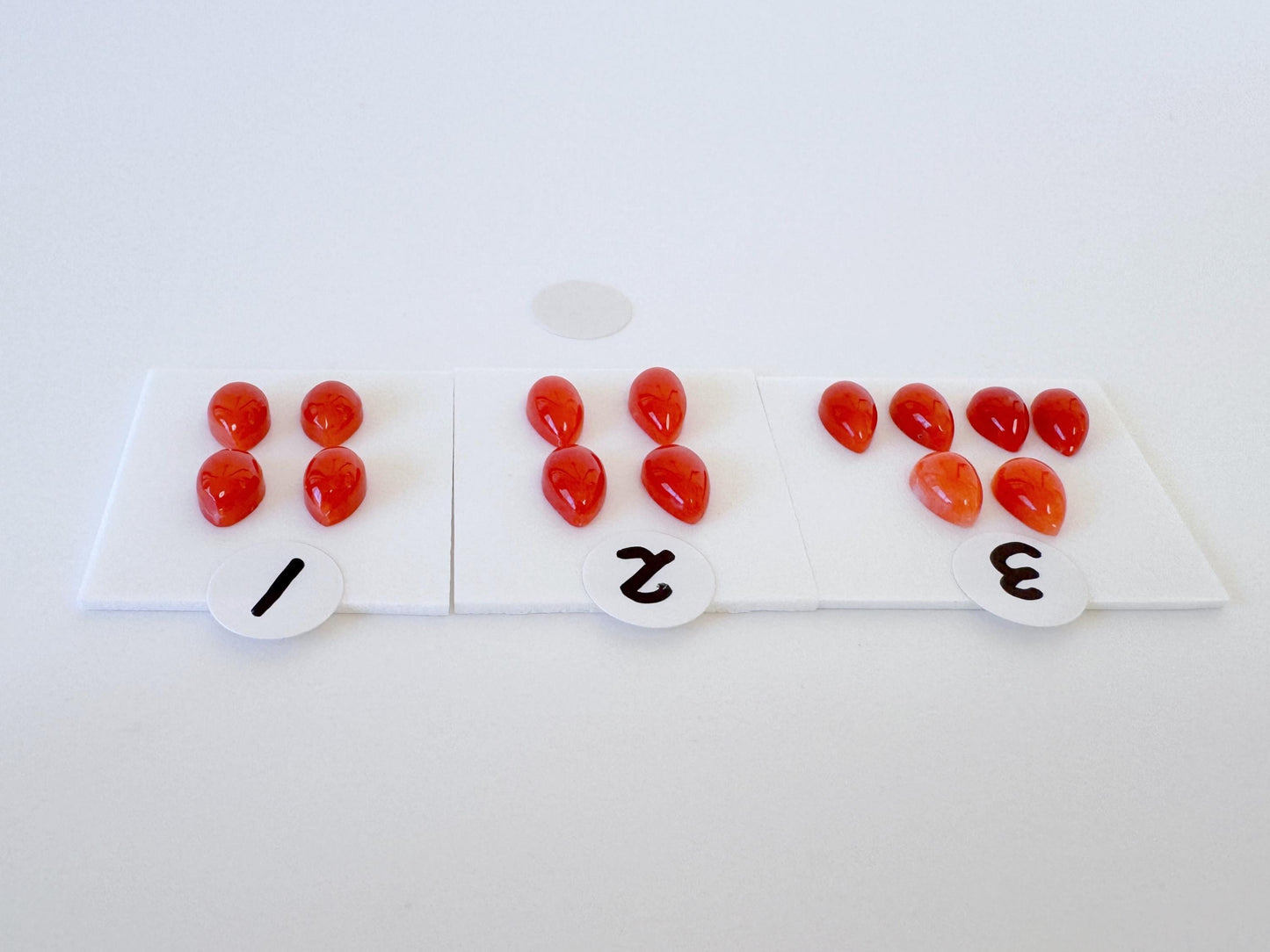 Natural Japanese Aka (Red) Coral Pear Shape Cabochons: Set of 4 or 6 Pcs