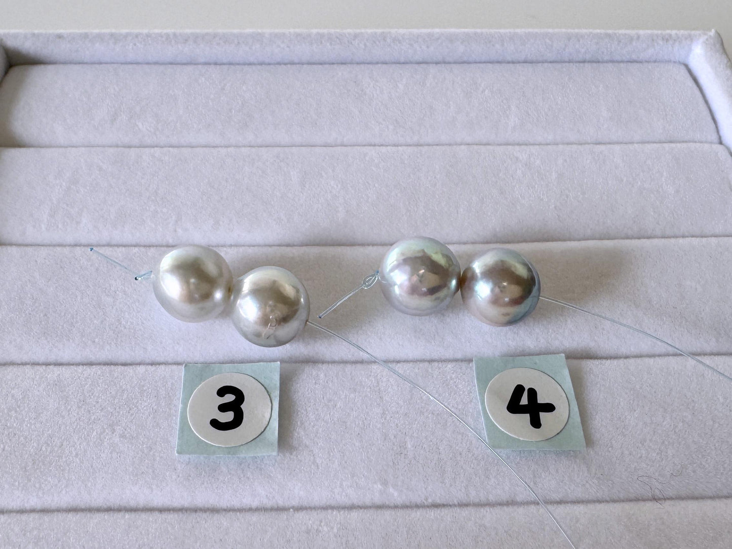 Japanese Akoya Pearl Beads - Natural Blue Silver Color, 8-8.5mm Cultured Saltwater Pearls, Mini Strand, Jewelry Supplies, 2 Pcs