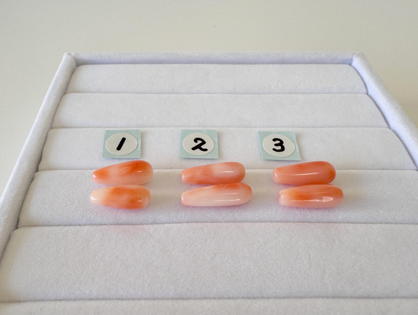 Natural Deep Sea Coral Drop Loose, Pink Orange, Jewelry Making, Per Pair, Hole on Top