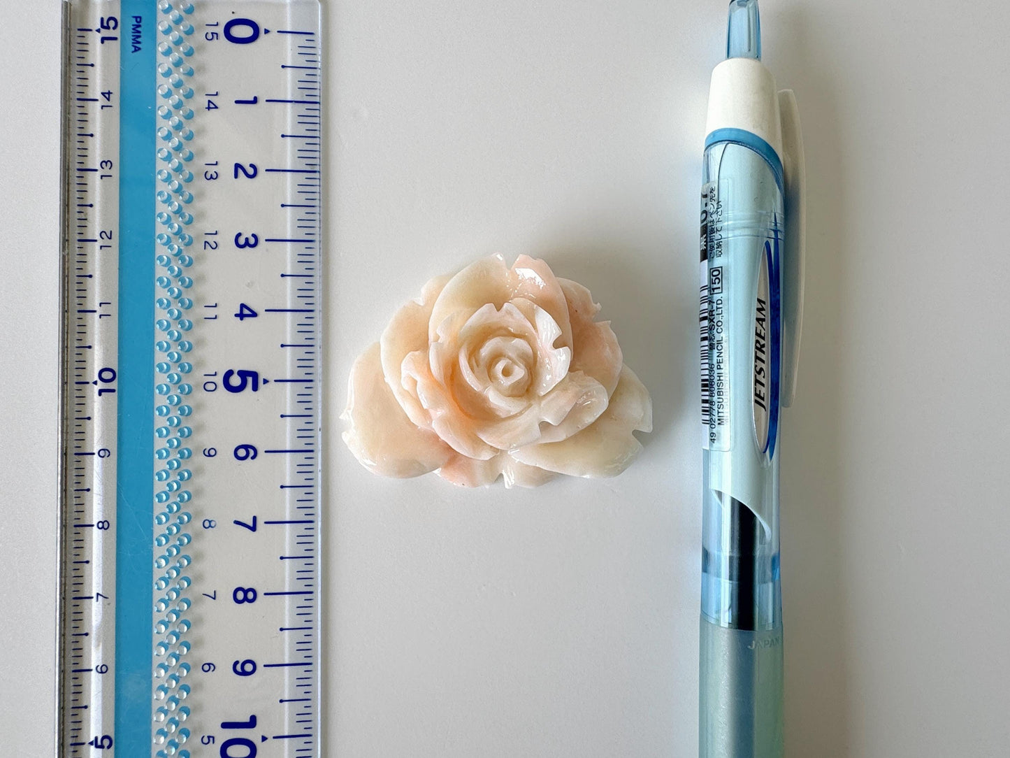Natural Deep Sea Coral Rose Carving Loose, Natural Pink/White Color Coral, 43x34mm, Flat Back, For Jewelry Making