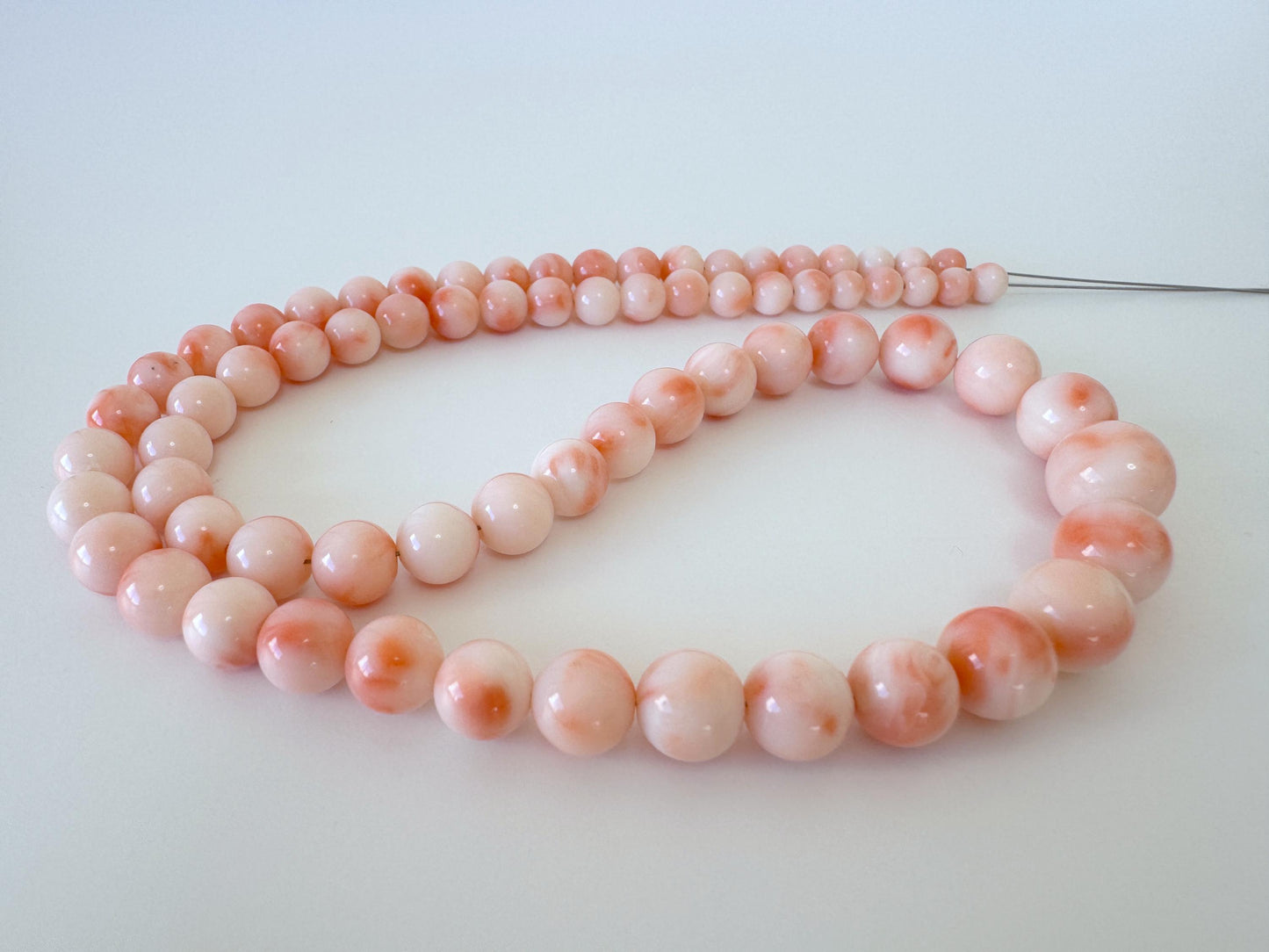 Natural Coral Beads – Deep Sea Coral Pink Orange Round Bead Strand 4.7-10.3mm Gradation for Jewelry Making, 45cm
