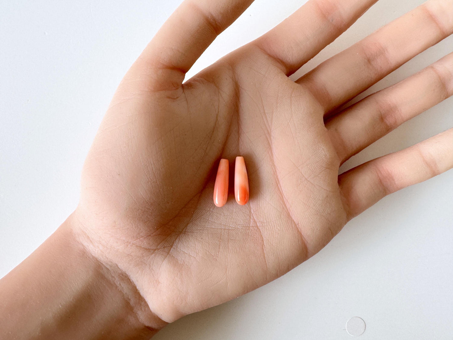 Deep Sea Coral Drop: Natural Pink Orange Teardrop Beads, Drilled Hole | Jewelry Making, Per Pair, 15-16mm Size