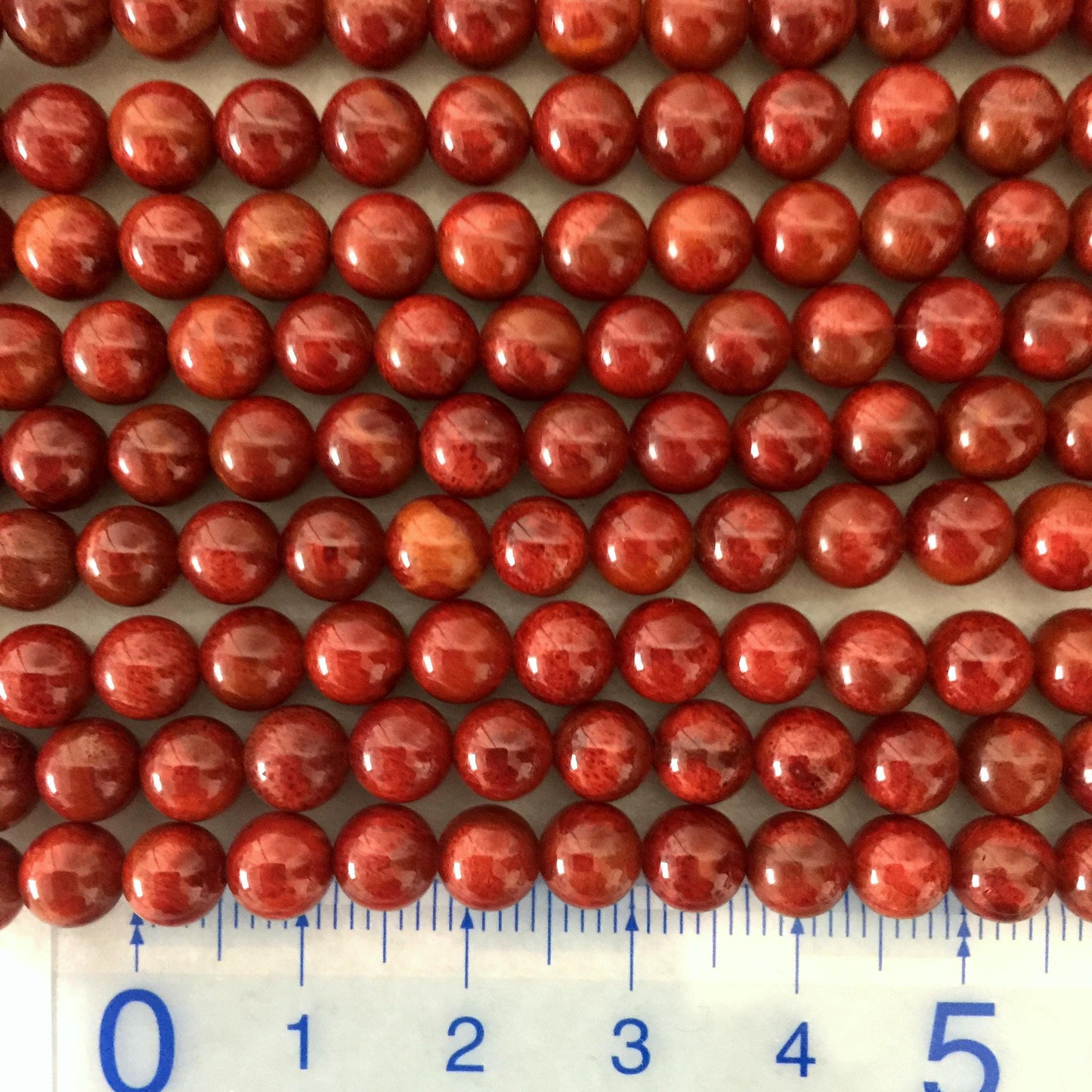 Natural sponge coral 6-6.5mm strands, Very deep red color, 15.7inches, 40cm, Apple coral strands, Price per strand