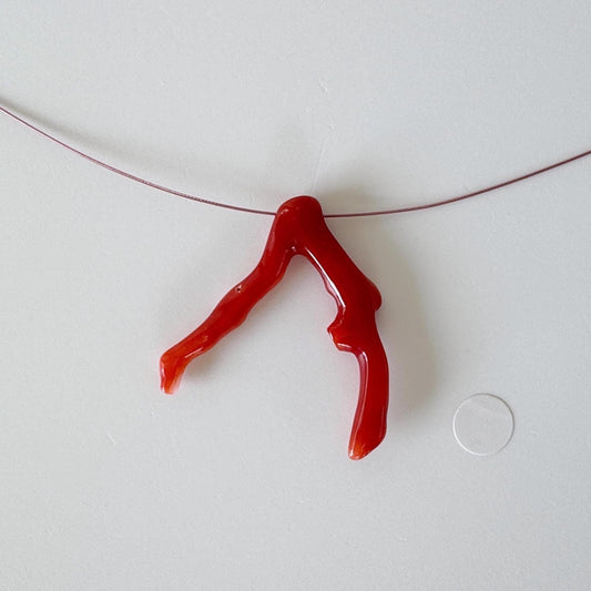 Japanese red(Aka) coral branch, 30mm, side full hole, natural red color coral for jewelry making