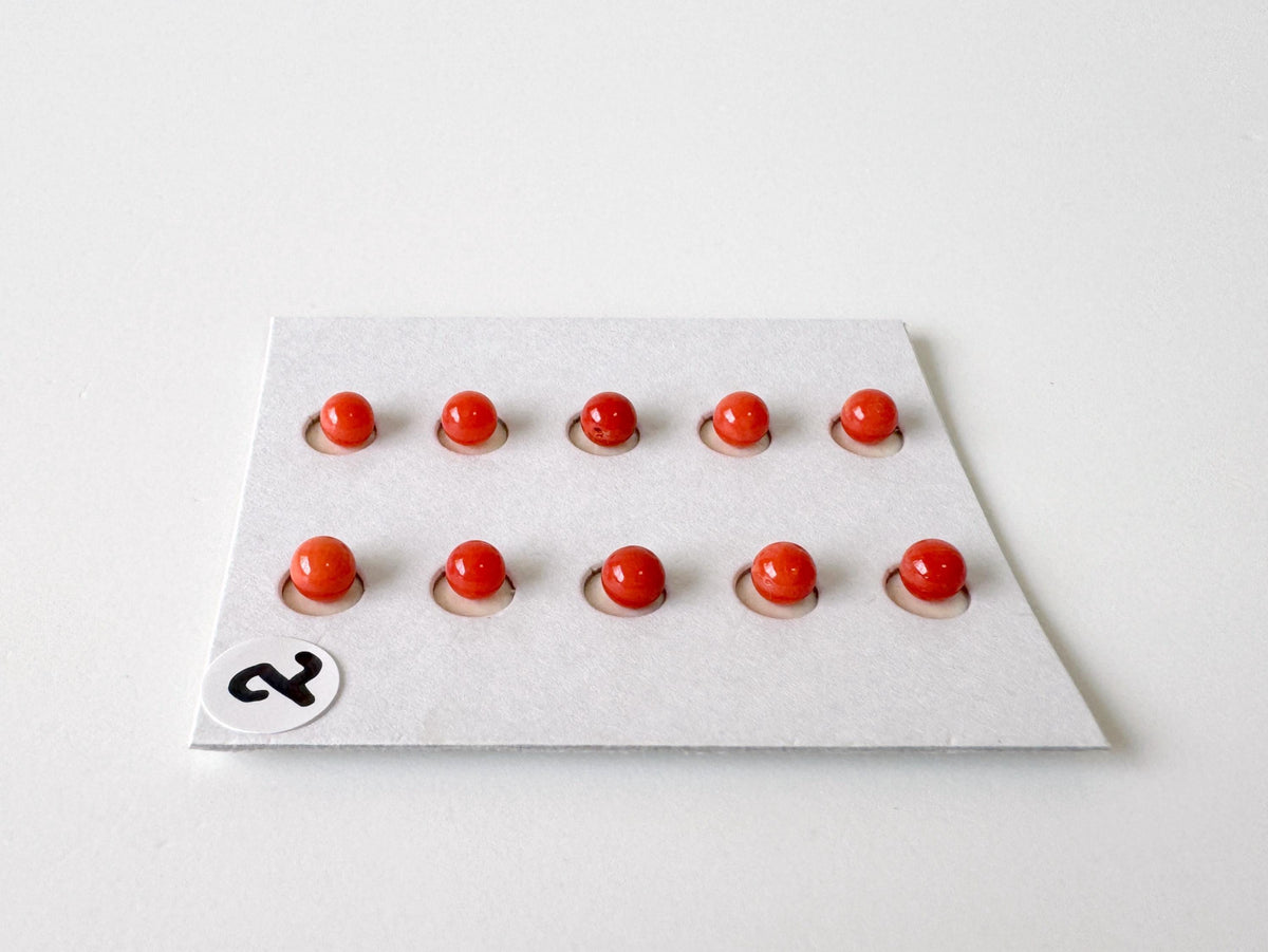 Mediterranean Red Coral Round Loose: Natural Gemstone Beads for Jewelry Making (3.7-4mm, Half-Drilled Hole, Set of 10)