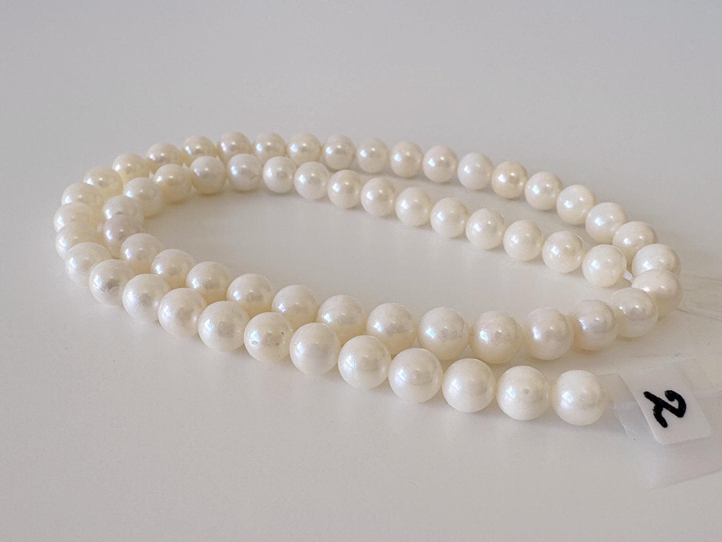 6.5-7mm Japanese White/Off-white Akoya Pearl Beads, Genuine Akoya Pearl, Full Strand, 40cm , 15.7", Cultured Salt water pearl