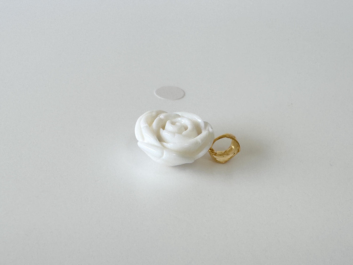 Natural White Coral Rose Pendant, 15.3x15.3mm Rose, Natural White Color Coral, Silver (gold plated) Bail, Genuine Precious Coral Pendant
