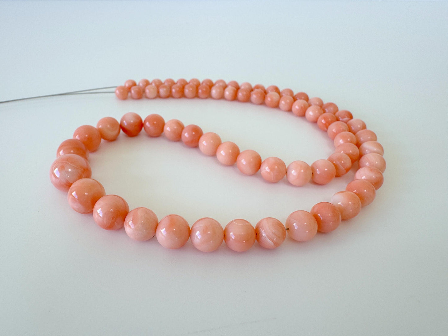 Natural Coral Strand – Genuine Deep Sea Coral Round Beads 4.9-9.9mm Pink Orange Gradation, 15.7in