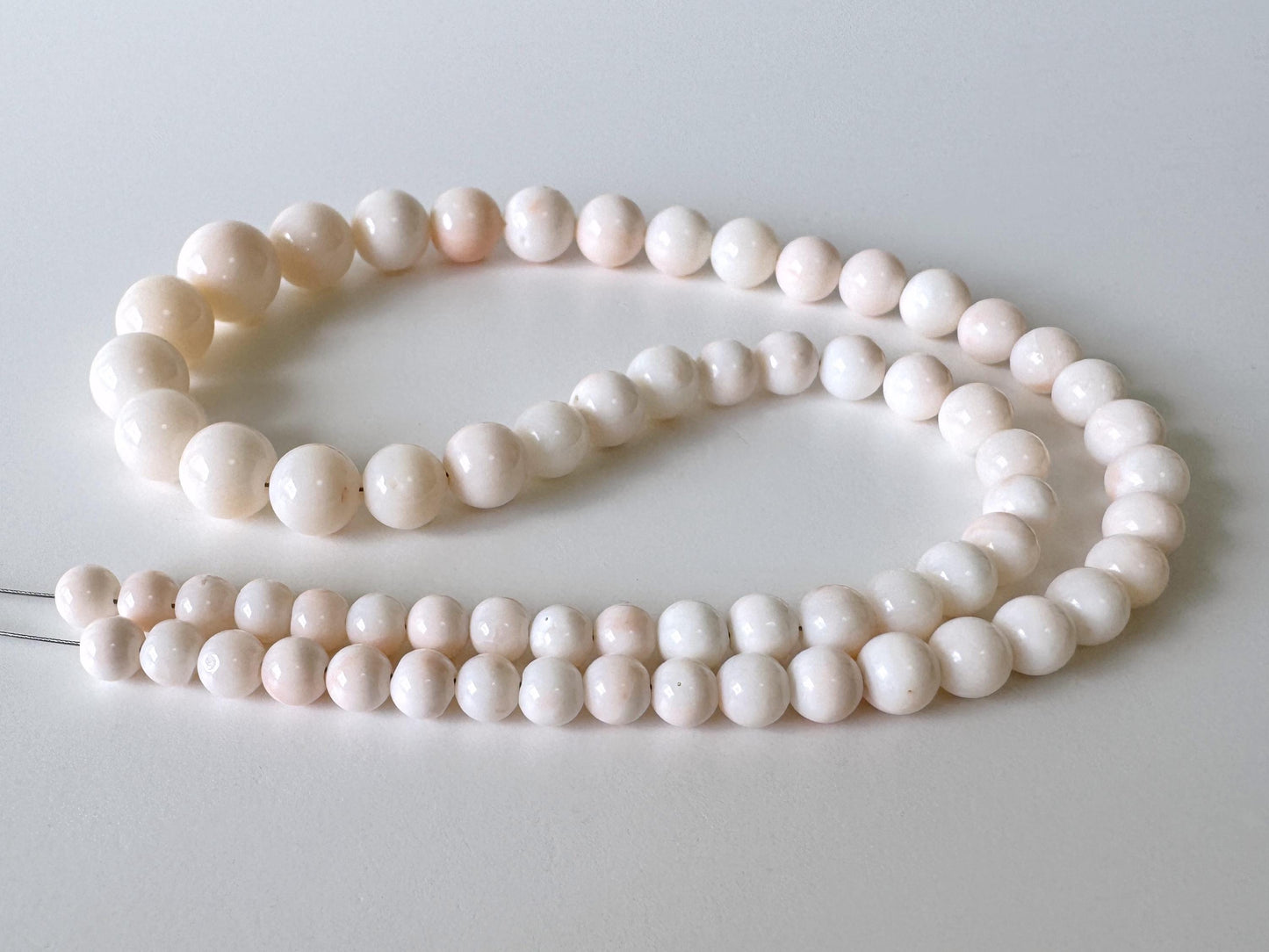 Natural Coral Strand Beads: Midway Deep Sea White/Very Slightly Light Pink Round, 5-10.8mm, 40cm | Jewelry Supplies, Craft Beads