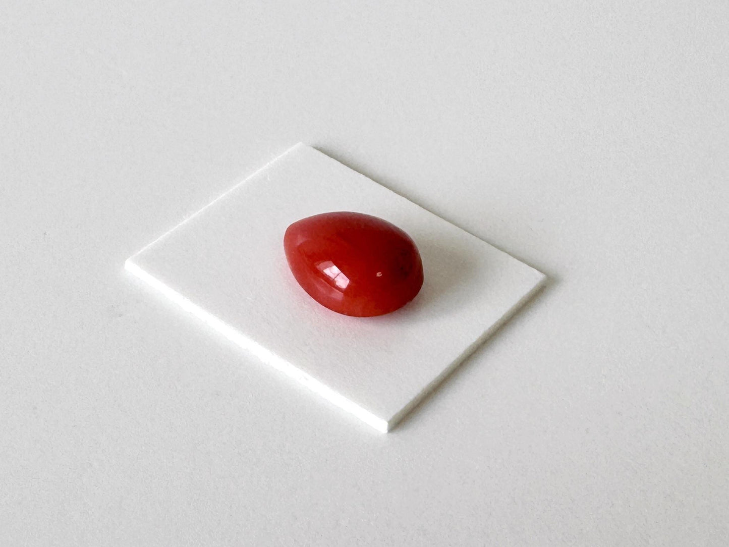 Red Coral Cabochon, Japanese Aka Coral Pear Gemstone Loose | 11.6X8.8mm | Jewelry Making Supplies, Drilled Back