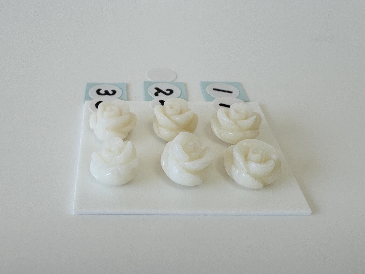 Natural White bamboo Coral Rose Carvings 9-11mm, White color, Price per pair, For Studs and Earrings, For Jewelry Making, Some Imperfection