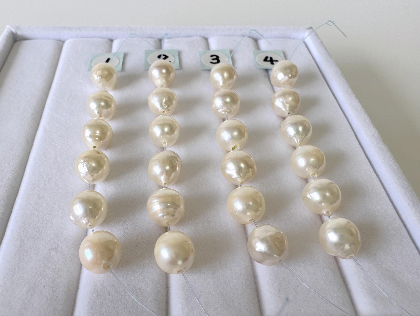 Japanese Akoya Pearl Beads: Cream White Semi-Round/Semi-baroque, 7-7.5mm, Short Strand | Cultured Saltwater, Genuine Gems, 6 Pieces