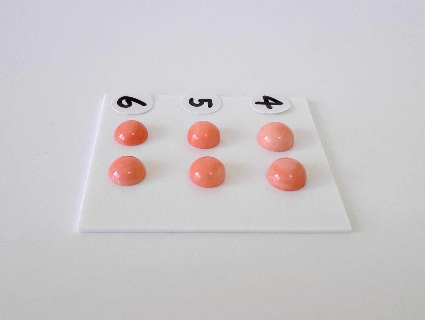 Deep Sea Coral Round Cabochons - Natural Pink Orange Pair, 5.8-6mm Half Drilled