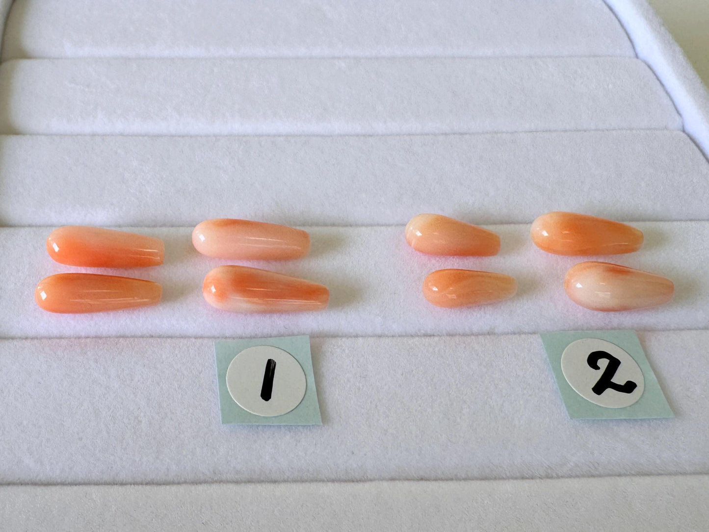 Deep Sea Coral Drop Loose Natural Gemstones, Pink Orange Teardrop (4 Pcs Set, Drilled Hole, 10-13mm Size)