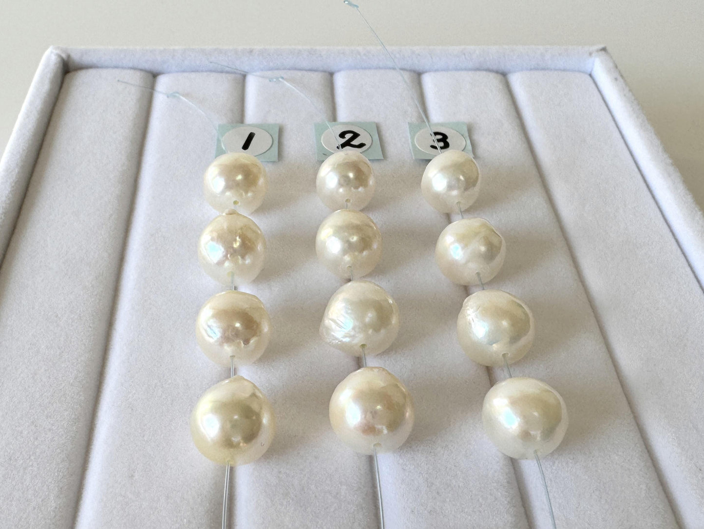 Japanese Akoya Pearl Beads - Cream White Semi-Baroque, 9-9.5mm Mini Strand, 4 Pcs - Cultured Saltwater Pearls, Genuine Craft Supplies