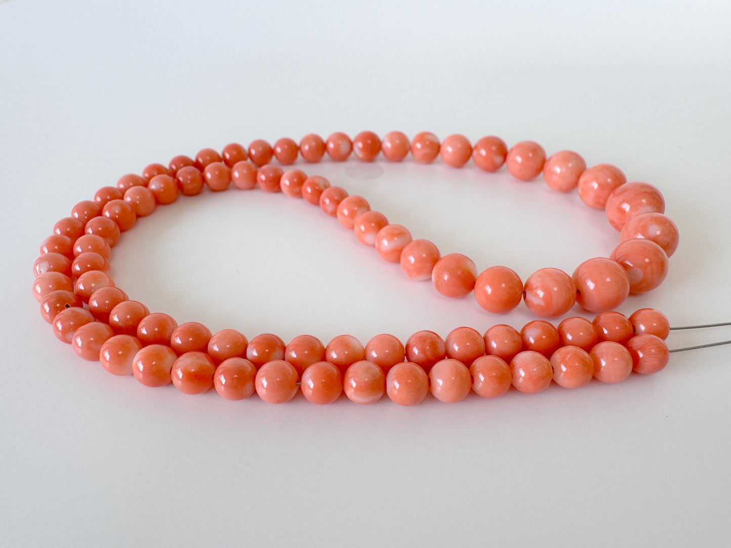 Natural Momo Coral Strand - Orange Round Coral Beads 5-8.9mm, 16 Inch Jewelry Making