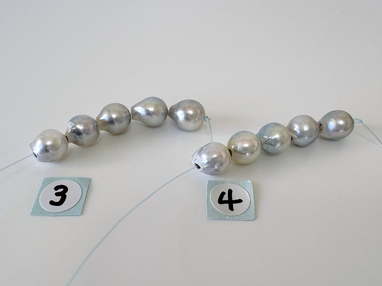 Japanese Natural blue/silver color Akoya Pearl Beads, 7-7.5mm, Mini Strand, Short Strand of 5 Pieces, Cultured in Sea Water