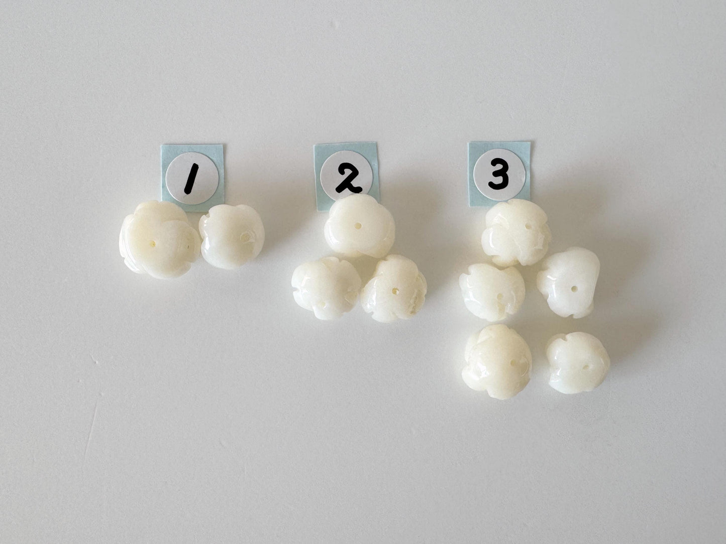 Natural White bamboo Coral Rose Carvings with Imperfection, 9-12mm, White color, Price per set of 2-5 pcs, For Jewelry Making