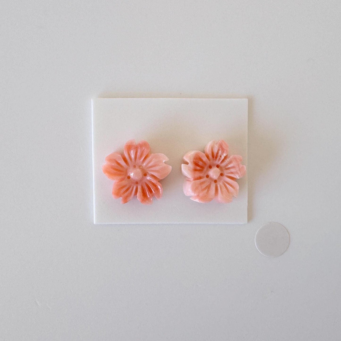 Deep Sea Coral Carving - Natural Pink Orange Sakura Cherry Blossom 14mm Pair for Earrings