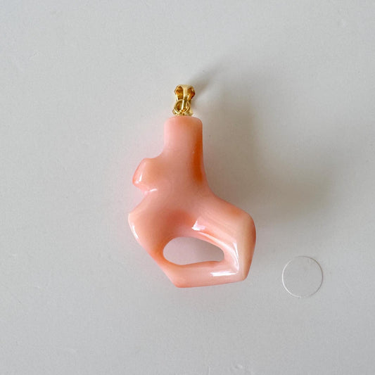 Coral Branch Pendant: Natural Pink Orange Deep Sea Coral, Gold-Plated Silver Bail | 30mm, Unique Jewelry