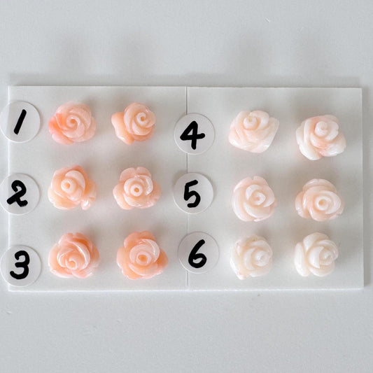 Deep Sea Coral Rose Carvings 9-10mm: Pink Coral Jewelry Making Pair