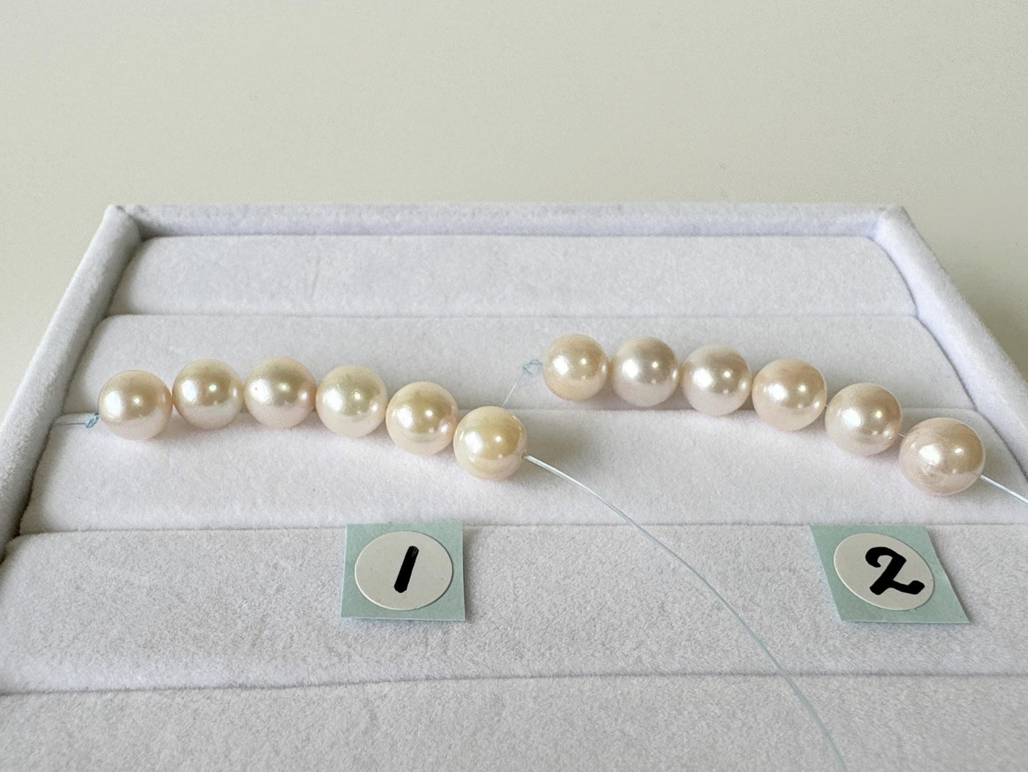 Akoya Pearl Beads Japanese Cultured, White Pink Overtone (Round 6.5-7mm, Saltwater, Mini Strand, 6 Pieces)