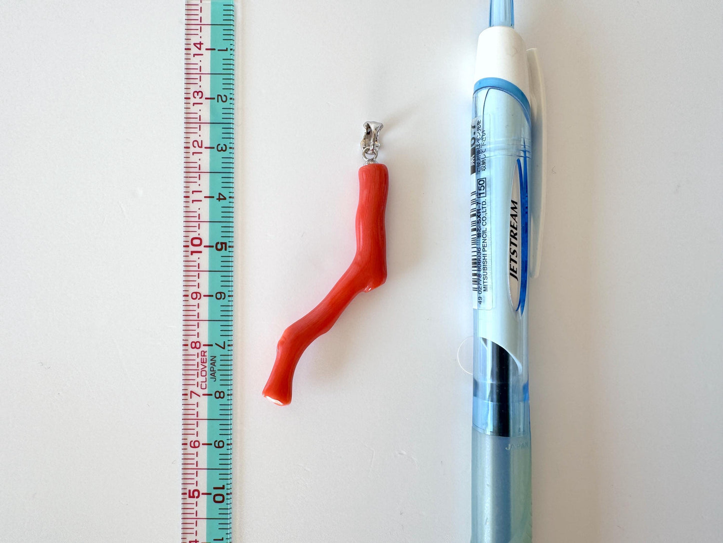 Momo Coral Branch Pendant: Japanese Vermilion Orange Coral - Silver Rhodium-Plated Bail, 50mm Length, Sea Inspired Jewelry Gift