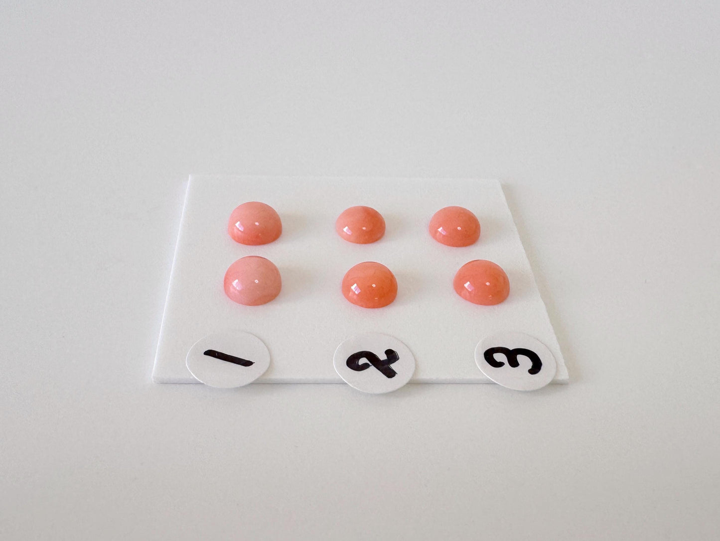 Deep Sea Coral Round Cabochons - Natural Pink Orange Pair, 5.8-6mm Half Drilled