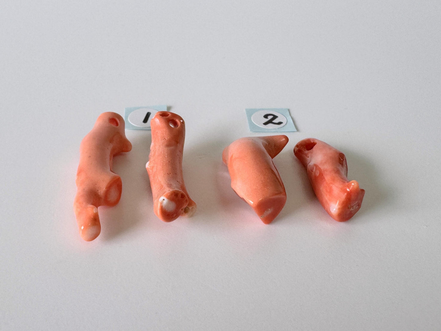 Momo Coral Branch - Natural Orange Loose Coral - Set of 2 Pieces, Genuine Precious Material, Drilled Holes, Jewelry Supplies, 22-33mm Length